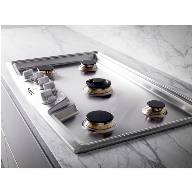 SKS 36 in. 5-Burner Smart Natural Gas Cooktop with Griddle, Simmer Burner & Power Burner - Stainless Steel, , hires