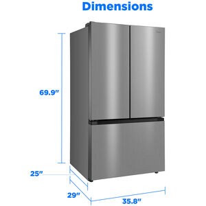 Midea 36 in. 26.5 cu. ft. Smart Counter Depth French Door Refrigerator with Internal Water Autofill Pitcher - Stainless Steel, , hires