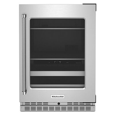 KitchenAid 24 in. 4.8 cu. ft. Built-In Beverage Center with Pull-Out Shelves & Digital Control - Stainless Steel | KUBR314KSS
