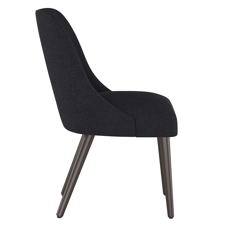 Skyline Furniture Modern Mid Century Dining Chair in Linen Fabric - Black, , hires