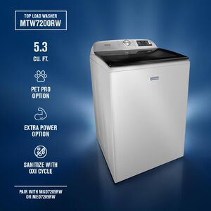 Maytag Pet Pro 27 in. 5.3 cu. ft. Smart Top Load Washer with Impeller & Sanitize with Oxi - White, White, hires