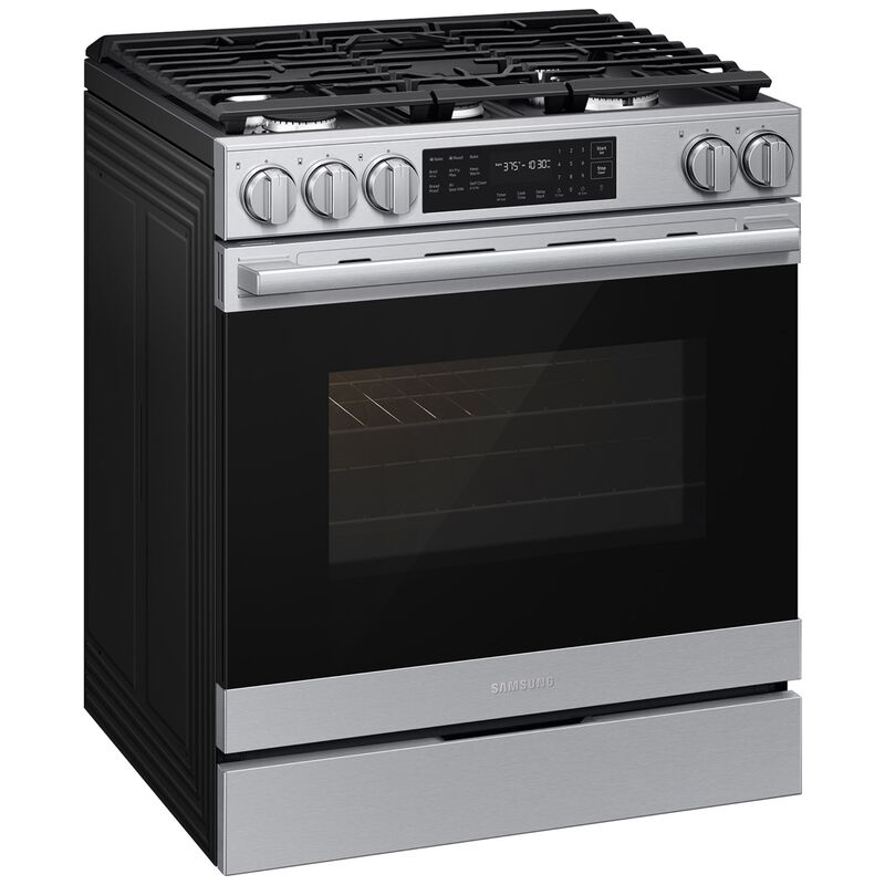 Samsung Bespoke 30 in. 6.0 cu. ft. Smart Air-Fry True European Convection Slide-In Gas Range with 5 Sealed Burners & Griddle - Stainless Steel, Stainless Steel, hires