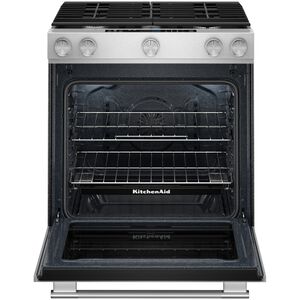 KitchenAid 30 in. 7.1 cu. ft. Air-Fry True European Convection Steam Oven Slide-In Dual Fuel Range with 5 Sealed Burners - Stainless Steel with PrintShield Finish, , hires