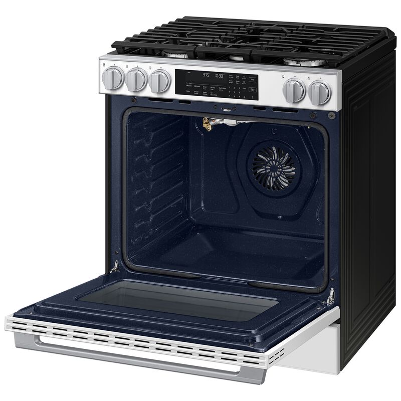 Samsung Bespoke 30 in. 6.0 cu. ft. Smart Air-Fry True European Convection Slide-In Gas Range with 5 Sealed Burners & Griddle - White Glass, White Glass, hires