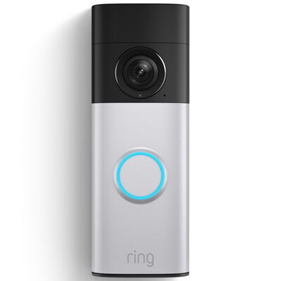 Ring - Battery Doorbell Plus (newest model) Retinal 2K with wide-angle video, up to 6x Zoom, Night Vision and Battery Pack - Nickel Silver | B0F14N7HHH
