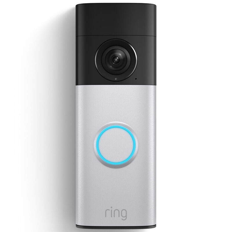 Ring - Battery Doorbell Plus (newest model) Retinal 2K with wide-angle video, up to 6x Zoom, Night Vision and Battery Pack - Nickel Silver, , hires