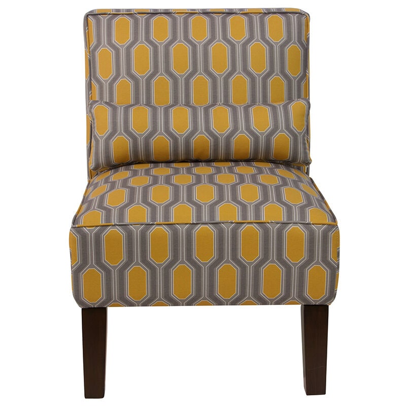 Skyline Furniture Armless Chair in Linen Fabric Hexagon Yellow