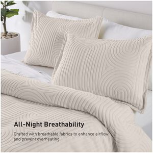 BEDGEAR Performance Duvet & 2pc Sham Set, Racetrack, Cream, King, , hires