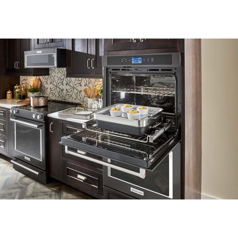 KitchenAid 30 in. 6.4 cu. ft. Oven Slide-In Electric Range with 6 Smoothtop Burners - Black with Stainless Steel, , hires