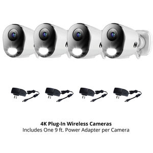 Night Owl - 8-Channel, 4-Camera Indoor/Outdoor Plug-In Wi-Fi IP 4K 64GB Security System - White - White, , hires