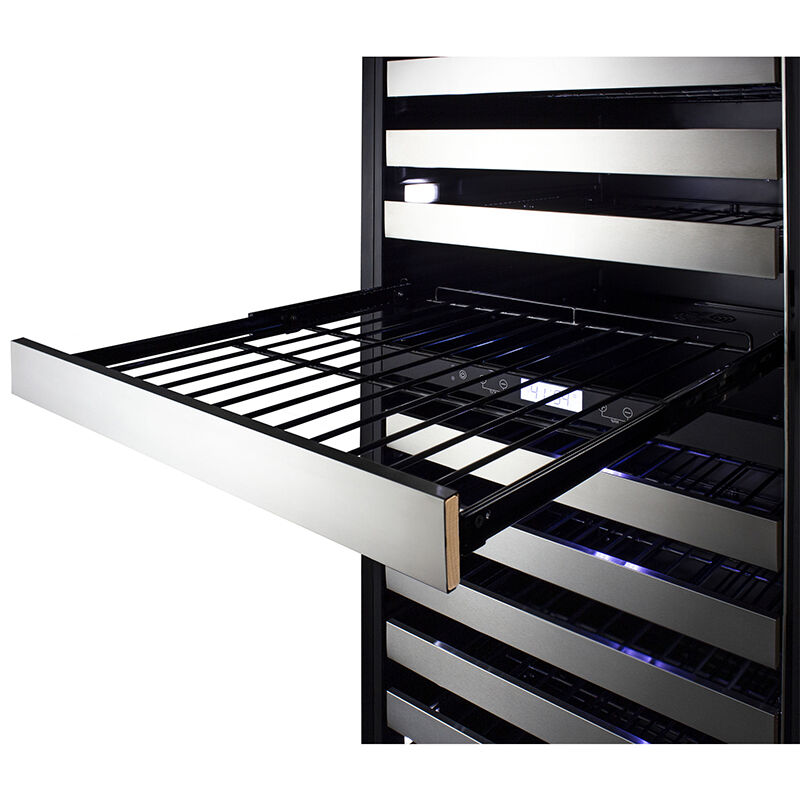 Summit 24 in. Wine Cooler with Wire Racks, Dual Temperature Zones & 163 Bottle Capacity - Stainless Steel, , hires