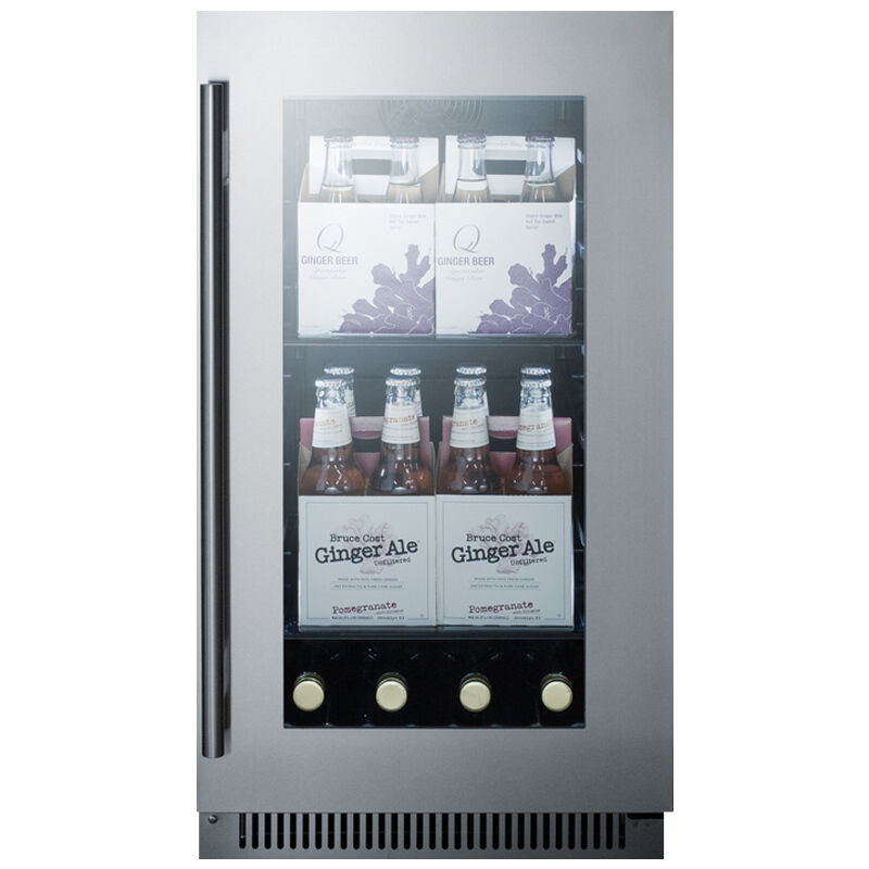 Summit Classic Collection 18 in. 2.9 cu. ft. Built-In/Freestanding Beverage Center with Tinted Glass Door - Stainless Steel, , hires