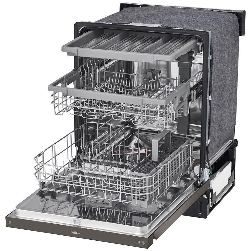 LG 24 in. Front Control Dishwasher with 48 dBa Sound Level, 3rd-Rack, Dynamic Dry & Pocket - Black Stainless, Black Stainless, hires