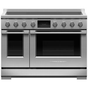 Fisher & Paykel Series 11 Professional 48 in. 6.9 cu. ft. Smart Air Fry Convection Double Oven Freestanding Electric Range with 6 Induction Zones - Stainless Steel, , hires