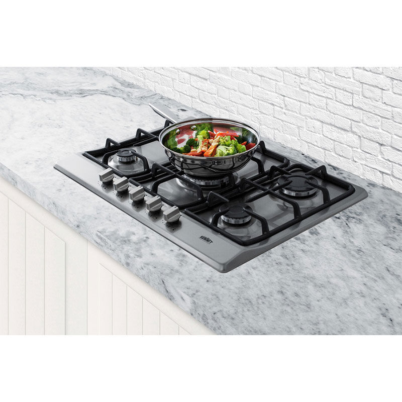 Summit 27 in. 5-Burner Natural Gas Cooktop - Stainless Steel, , hires