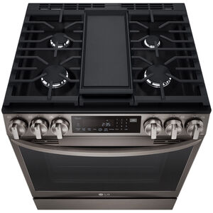LG 30 in. 6.3 cu. ft. Smart Air Fry Convection Oven Slide-In Gas Range with 5 Sealed Burners & Griddle - Black with Stainless Steel, Black with Stainless Steel, hires