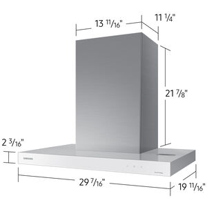 Samsung 30 in. Smart Convertible Chimney Style Range Hood with 630 CFM, 4 Fan Speeds & 1 LED Light - White, , hires