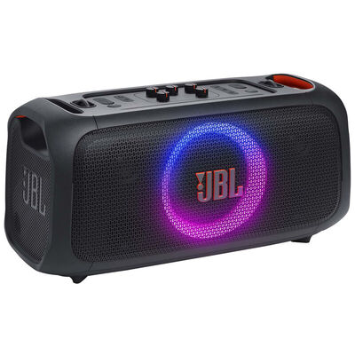 JBL PARTYBOX ON-THE-GO ESSENTIAL Portable Party Speaker with Built-In Lights & Wireless mic - Black | PBOTGES