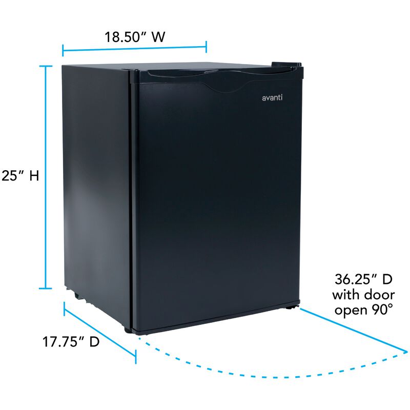 Avanti 19 in. 2.2 cu. ft. Undercounter Refrigerator - Black, , hires