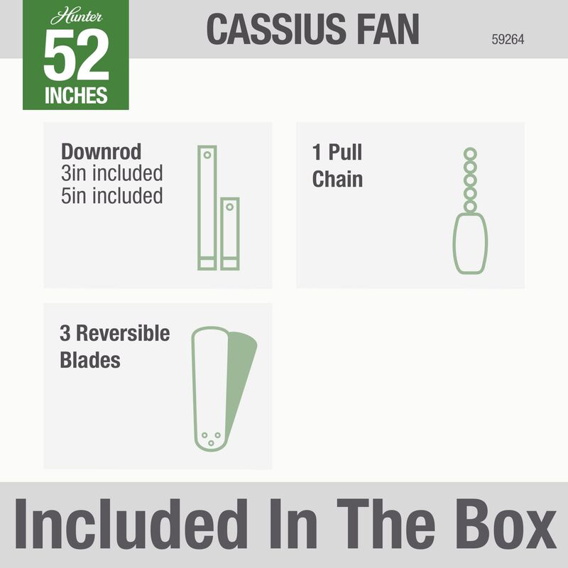 Hunter Cassius 52 in. Indoor /Outdoor Ceiling Fan - Matte Black, Matte Black, hires