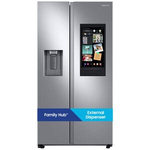 Samsung Family Hub Series36 in. 26.7 cu. ft. Smart Side by Side Refrigerator with Ice & Water Dispenser - Stainless Steel, Stainless Steel, hires