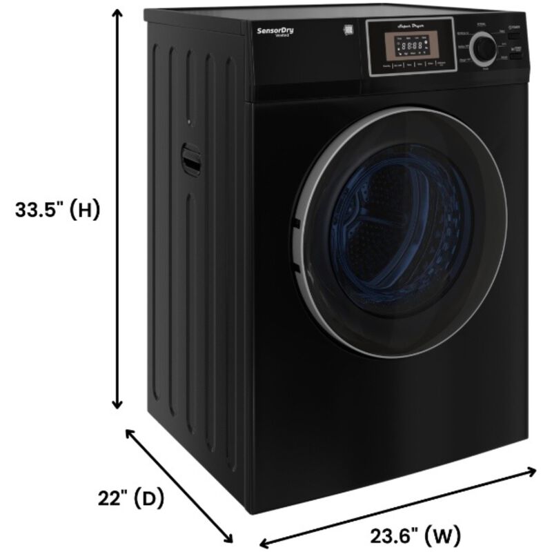 Equator Premium Compact 24 in. 3.1 cu. ft. Stackable Electric Dryer with Sensor Dry & Sanitize Cycle - Black, , hires
