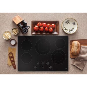 GE 30 in. 5-Burner Electric Cooktop with Simmer Burner & Power Burner - Black, , hires