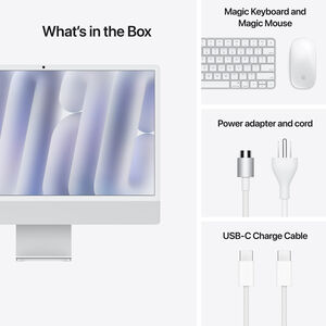 Apple iMac with 24-inch 4.5K Retina Display, M4 8-Core Chip, 16GB RAM, 256GB Storage, 8-Core GPU, 2 USB Ports, Silver, , hires