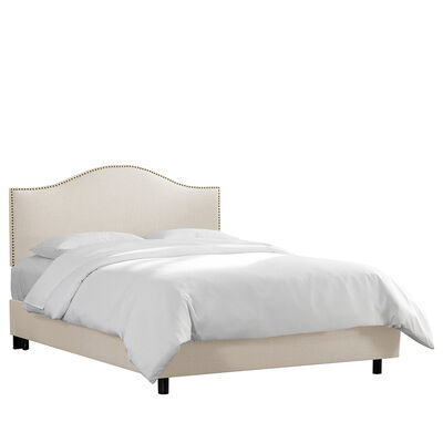 Skyline Queen Nail Button Bed in Linen - Talc | 912NBBEDBRLT