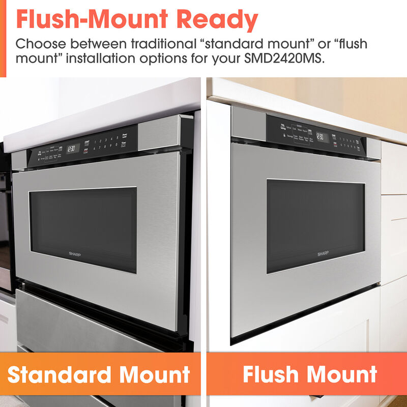 Sharp 24 in. 1.2 cu. ft. 950W Built-In Microwave with Sensor Cooking - Stainless Steel, , hires