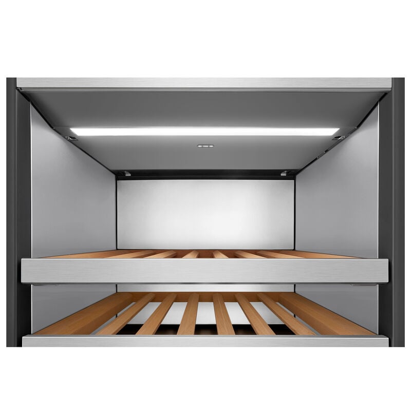 Signature Kitchen Suite Instaview 24 in. Built-in Smart Wine Cooler with Metal & Wood Racks, Multi-Temperature Zones & 113 Bottle Capacity - Custom Panel Ready, , hires