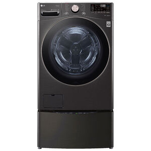 LG 27 in. 4.5 cu. ft. Smart Stackable Front Load Washer with Sanitize & Steam Wash Cycle - Black Steel, Black Steel, hires