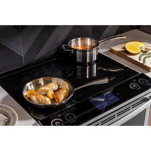 GE Profile 30 in. 5.3 cu. ft. Smart Air Fry True European Convection Slide-In Electric Range with 5 Induction Burners - Stainless Steel, , hires