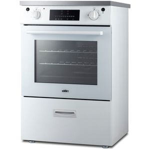 Summit 24 in. 2.6 cu. ft. Standard Convection Slide-In Electric Range with 4 Induction Burners - White, White, hires