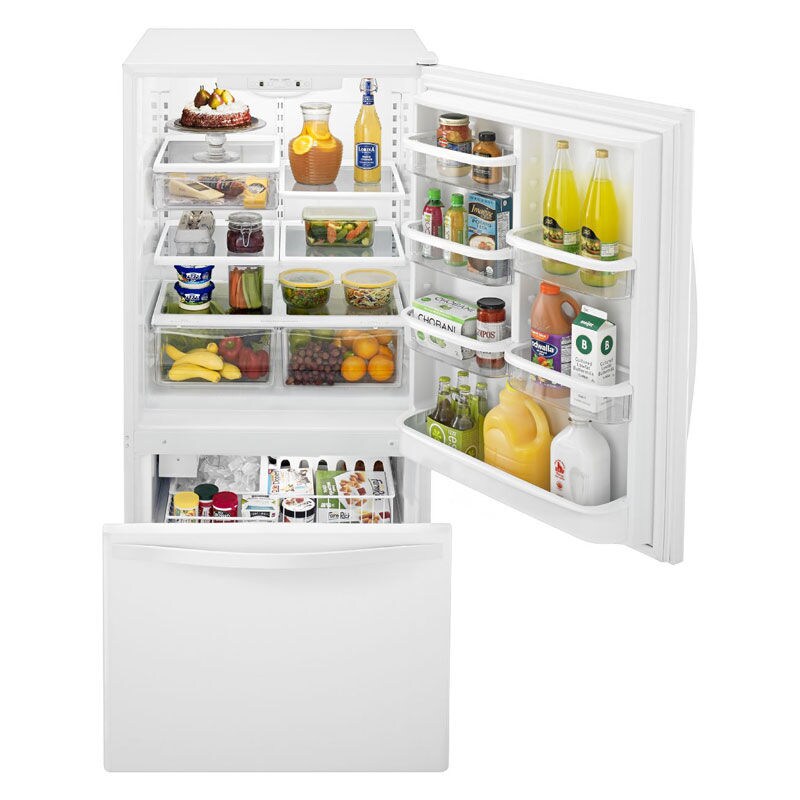 Whirlpool 30 in. 18.7 cu. ft. Bottom Freezer Refrigerator with Ice Maker - White-on-White, White on White, hires