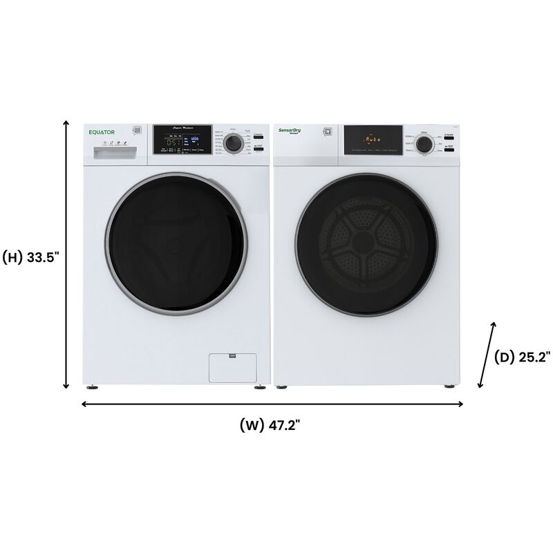 Equator Advanced 24 in. 2.47 cu. ft. Electric Front Load Laundry Center with Sensor Dry, Pet & Sanitize Cycle - White, , hires