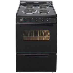 Premier 24 in. 2.9 cu. ft. Oven Freestanding Electric Range with 4 Coil Burners - Black, Black, hires