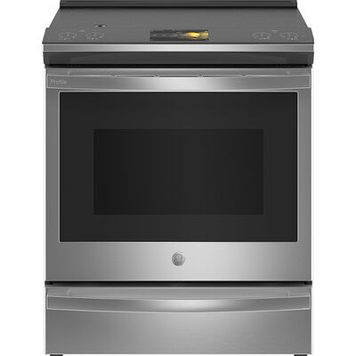 GE Profile 30 in. 5.3 cu. ft. Smart Air Fry Convection Oven Slide-In Electric Range with 5 Induction Zones - Stainless Steel | PHS93XYPFS