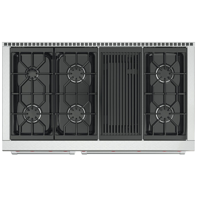 Wolf 48 in. 6.9 cu. ft. Standard Convection Double Oven Gas Range with 6 Sealed Burners & Grill - Stainless Steel, , hires