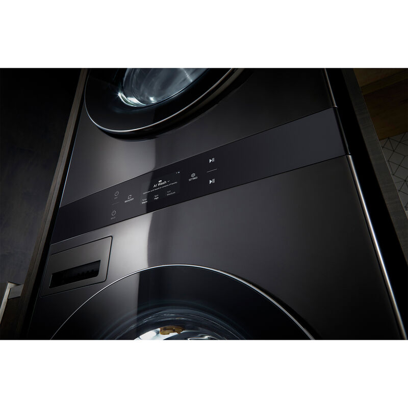 LG 27 in. 5.0 cu. ft. Smart Electric Front Load WashTower with AI Sensor Dry, TurboSteam, Allergiene Cycle, ezDispense, AI DD 2.0 Advanced Washing, Sensor Dry, Sanitize & Steam Cycle - Black Steel, , hires