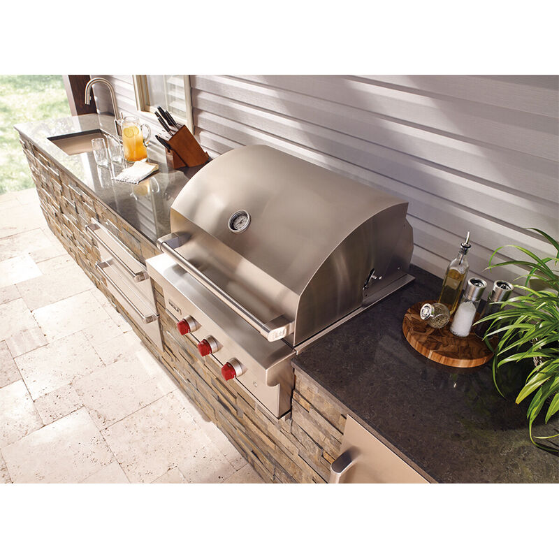 Wolf 30 in. 2-Burner Built-In Liquid Propane Gas Grill with Rotisserie & Smoker Box - Stainless Steel, , hires