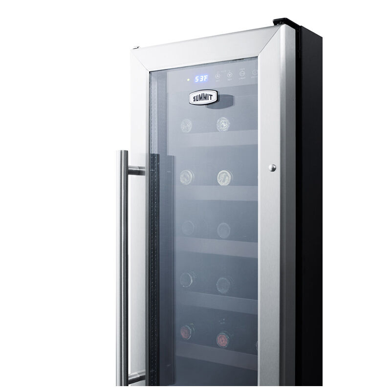 Summit 12 in. Undercounter Wine Cooler with Wood Racks, Single Temperature Zone & 21 Bottle Capacity - Stainless Steel, , hires