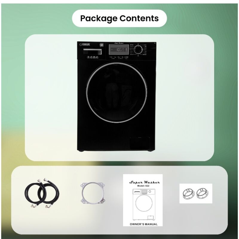 Equator Compact 24 in. 1.57 cu. ft. Stackable Front Load Washer with Pet & Sanitize Cycle - Black, , hires