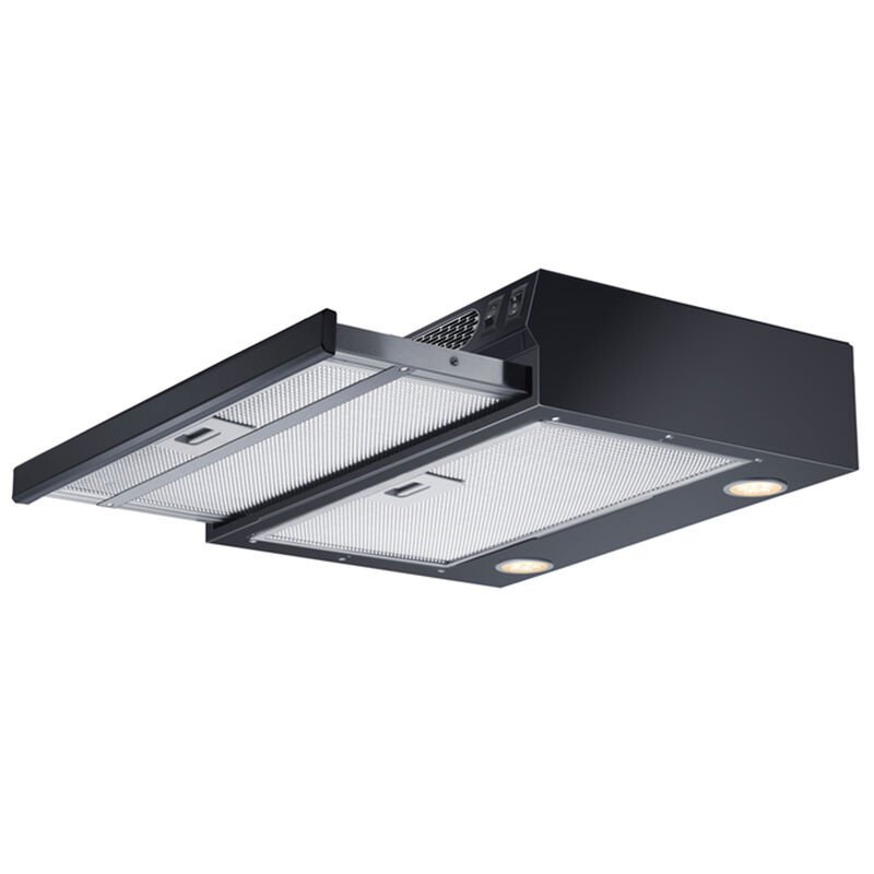 Summit 18 in. Ductless Slide-Out Style Range Hood with 2 Fan Speeds & 2 LED Lights - Black, Black, hires