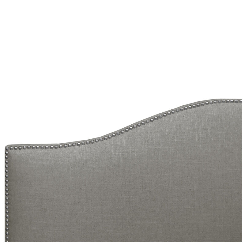 Skyline King Nail Button Bed in Linen - Grey, Grey, hires