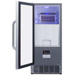 Summit 15 in. Built-In Undercounter Outdoor Commercial-Use Ice Maker with 25 lb. Ice Storage, Auto-Defrost & Digital Control - Stainless Steel, , hires