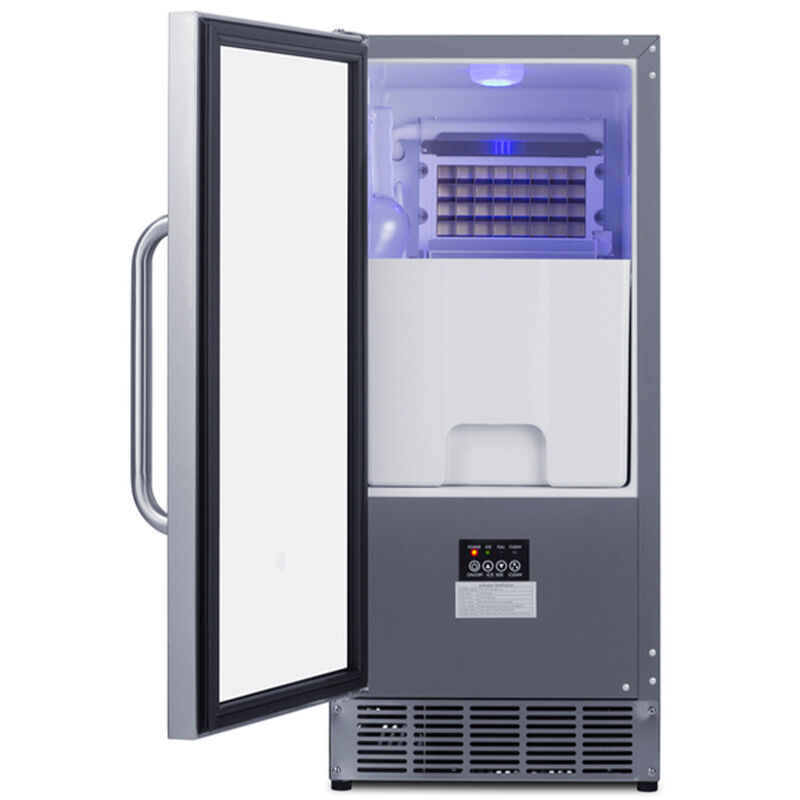 Summit 15 in. Built-In Undercounter Outdoor Commercial-Use Ice Maker with 25 lb. Ice Storage, Auto-Defrost & Digital Control - Stainless Steel, , hires