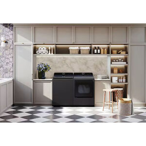 LG 27 in. 7.3 cu. ft. Smart Electric Dryer with EasyLoad Door, AI Sensor Dry, TurboSteam Technology & Sanitize Cycle - Matte Black, Matte Black, hires