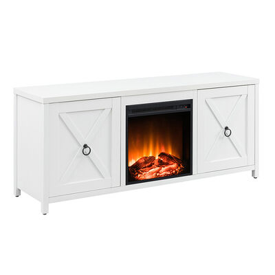 Hudson & Canal Granger 58" TV Stand with Log Fireplace Insert - Matte White | TV0675