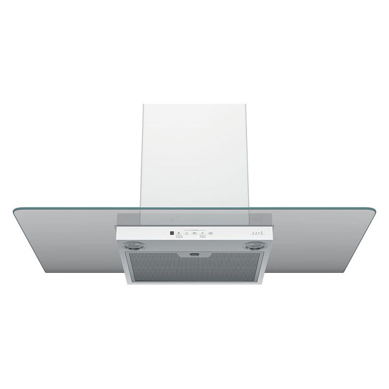 Cafe 36 in. Chimney Style Range Hood with 4 Speed Settings, 350 CFM, Convertible Venting & 2 Halogen Lights - Matte White, , hires